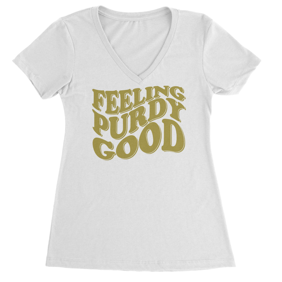 Feeling Purdy Good San Francisco Ladies V-Neck T-shirt White