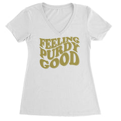 Feeling Purdy Good San Francisco Ladies V-Neck T-shirt White