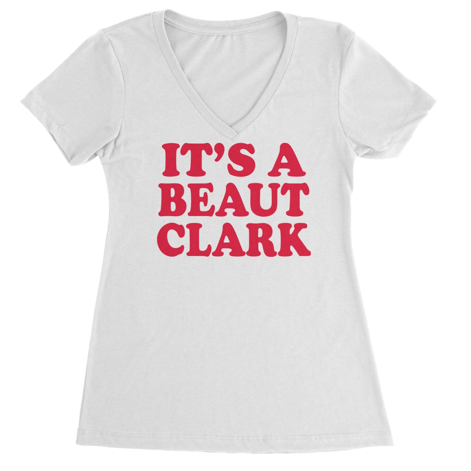 It's a Beaut Clark Festive Christmas Ladies V-Neck T-shirt White