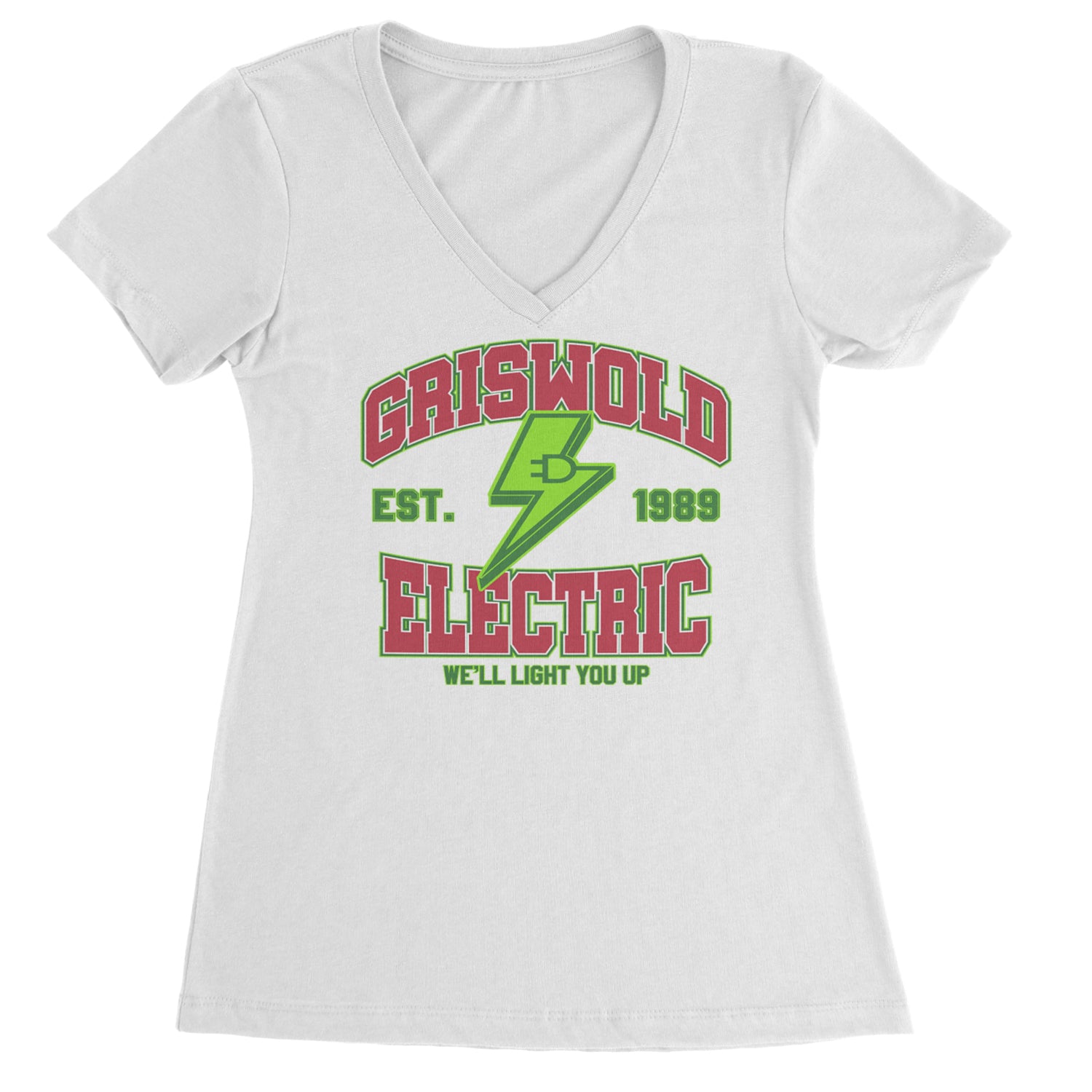 Griswold Electric We'll Light You Up Ladies V-Neck T-shirt Black
