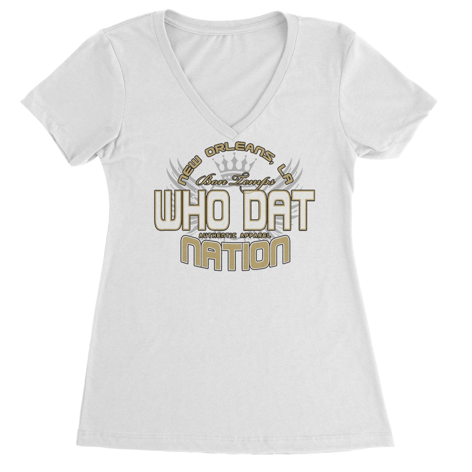 Who Dat Nation New Orleans (Color) Ladies V-Neck T-shirt Black