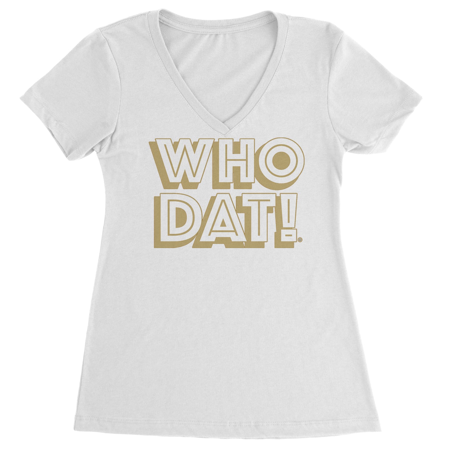 Who Dat Nation Big Bold New Orleans Ladies V-Neck T-shirt Black