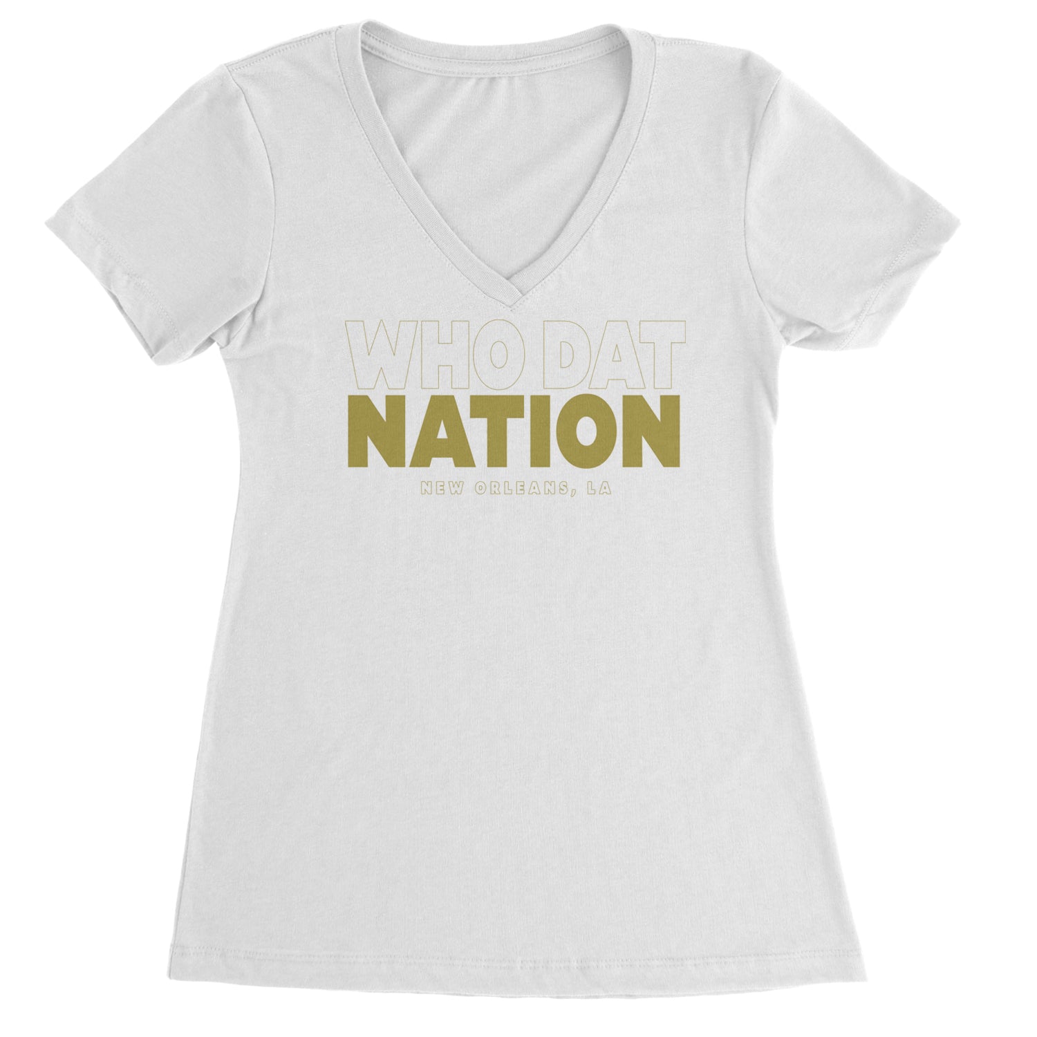 New Orleans Who Dat Nation Ladies V-Neck T-shirt Black