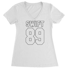Swift 89 Birth Year Music Fan Era Poets Department Lover Ladies V-Neck T-shirt White