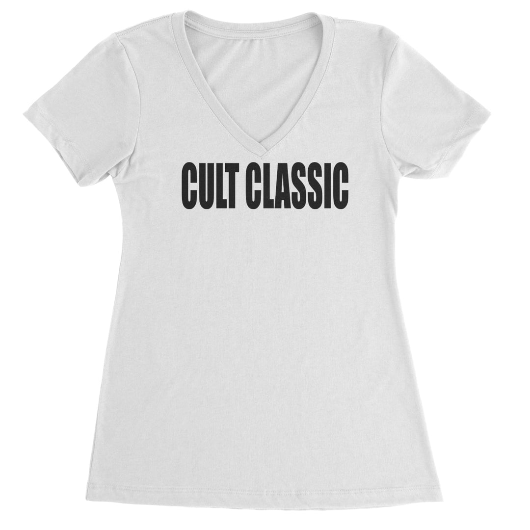 Cult Classic Pop Music Club Ladies V-Neck T-shirt White