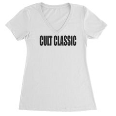 Cult Classic Pop Music Club Ladies V-Neck T-shirt White