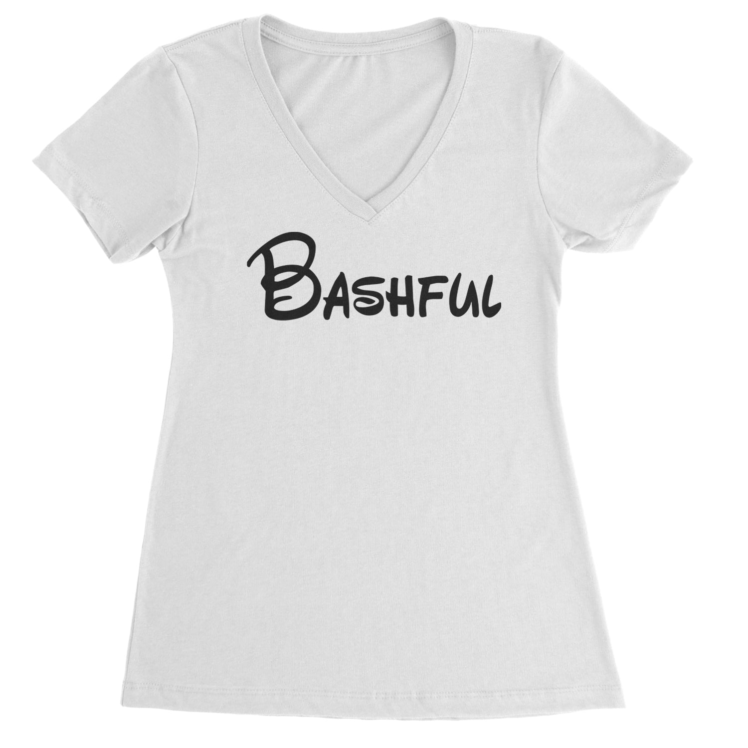 Bashful - 7 Dwarfs Costume Ladies V-Neck T-shirt White