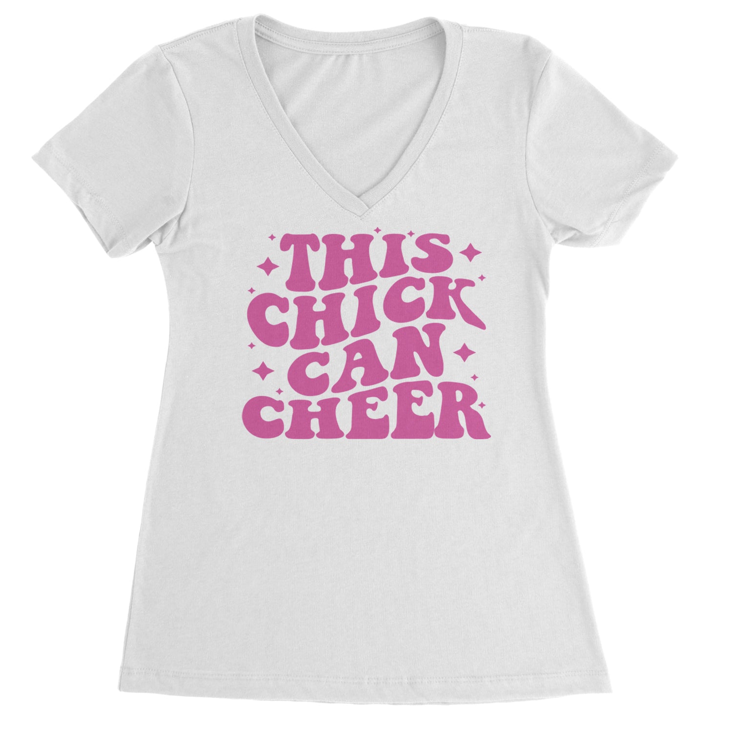 This Chick Can Cheer Ladies V-Neck T-shirt Black