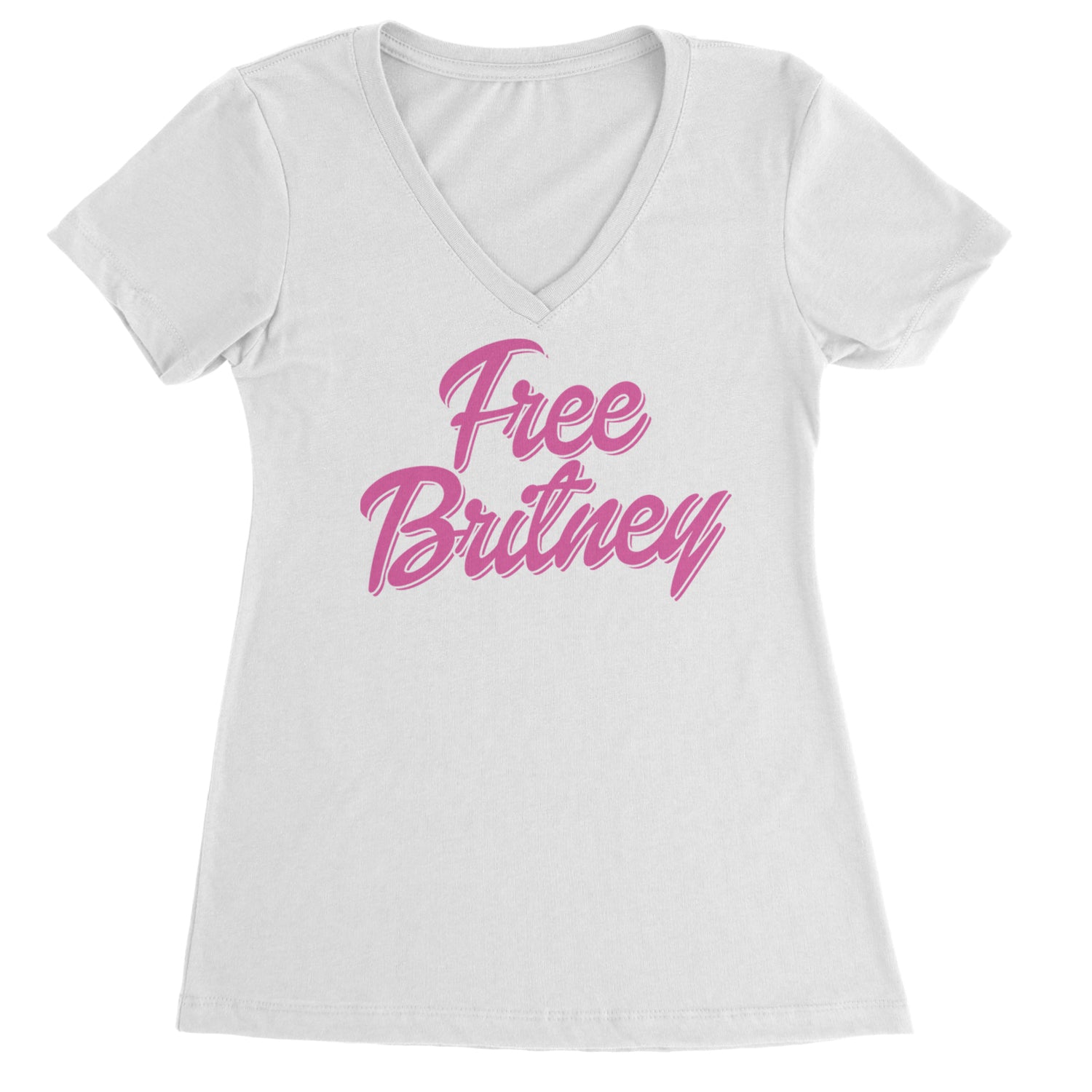 Pink Free Britney Ladies V-Neck T-shirt Black