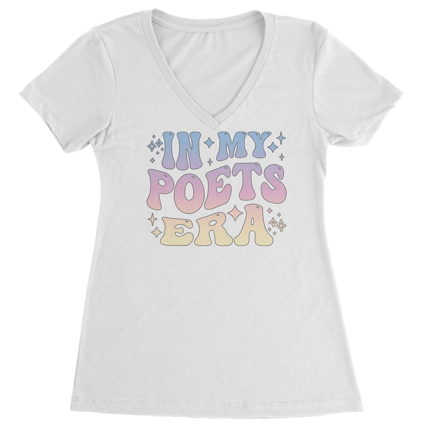 In My Poet Era Tie Dye TTPD Music Ladies V-Neck T-shirt White