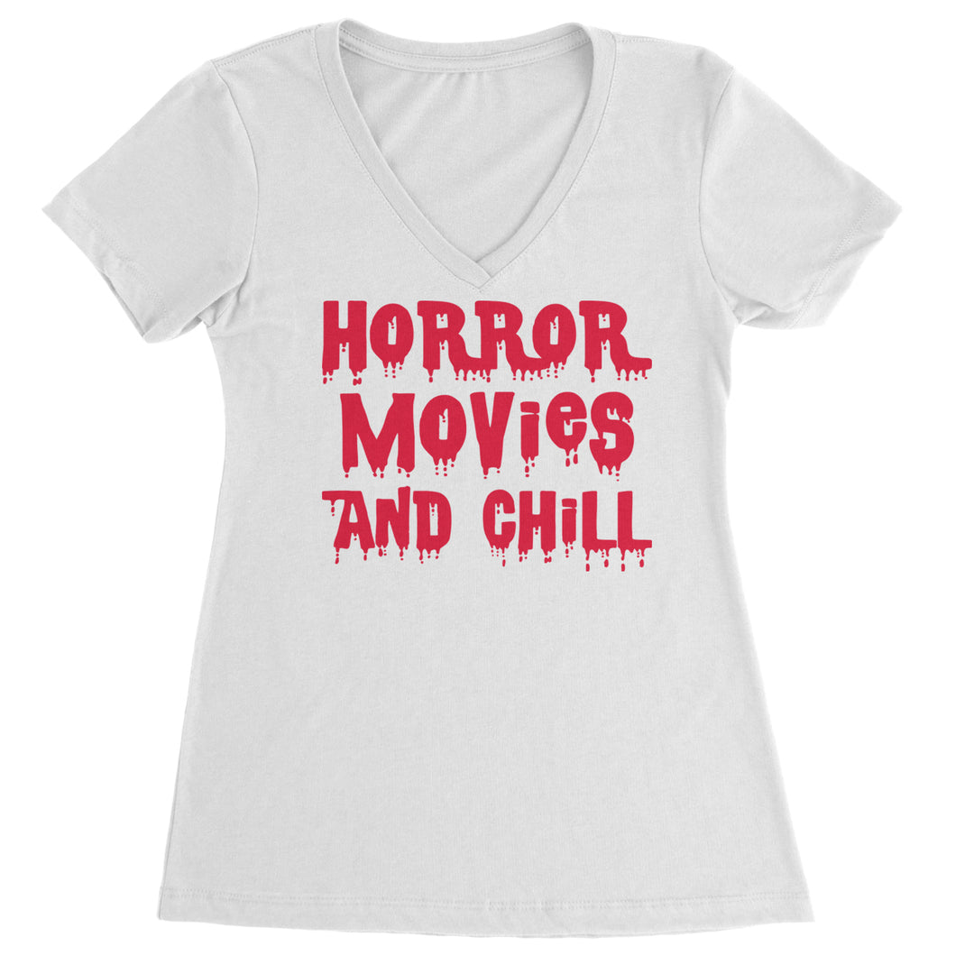 Horror Movies and Chill Ladies V-Neck T-shirt White