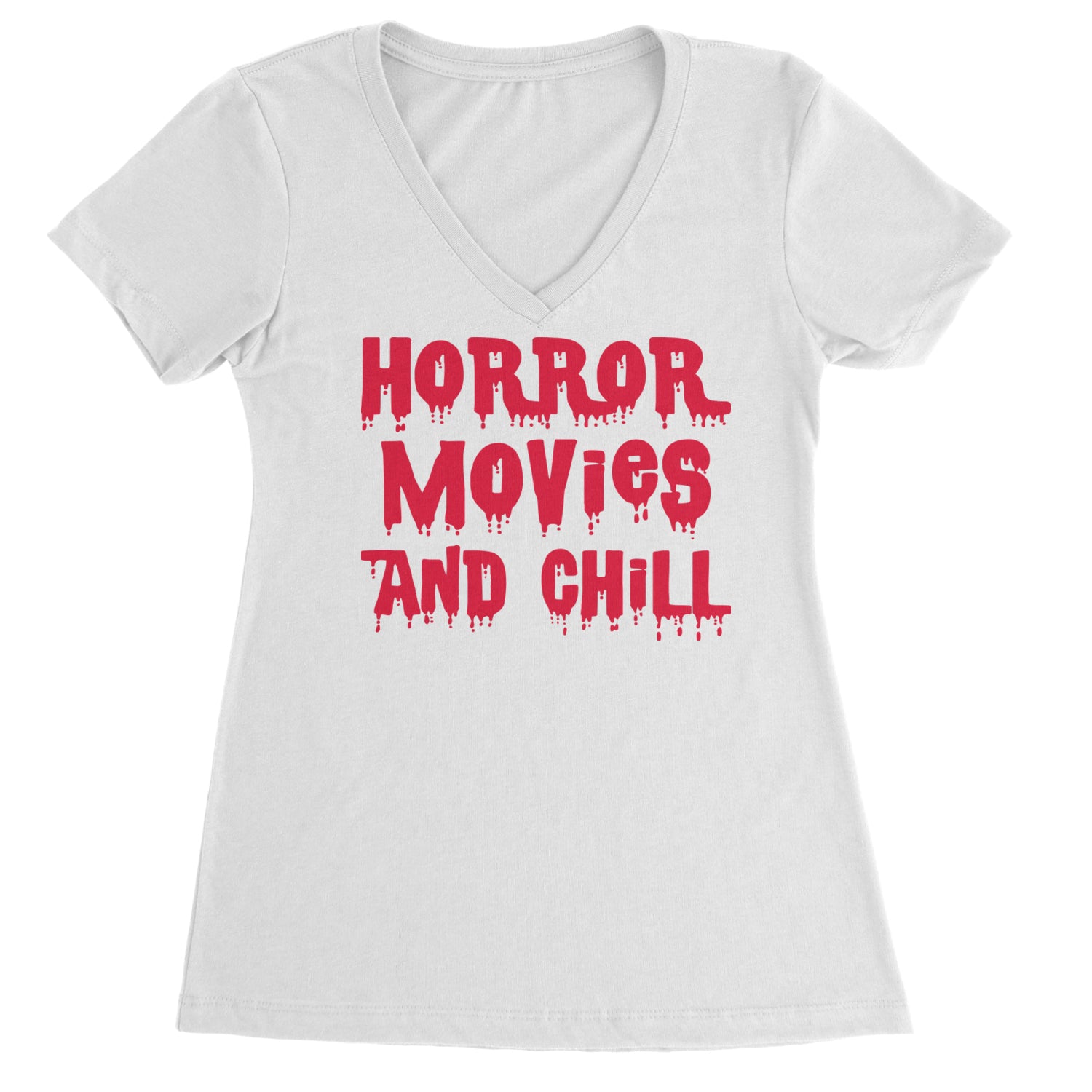 Horror Movies and Chill Ladies V-Neck T-shirt Black