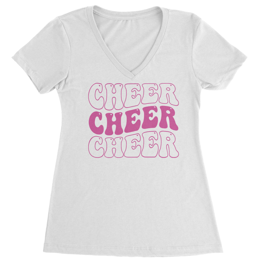 Cheer Cheer Cheer Ladies V-Neck T-shirt White