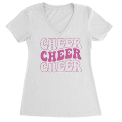 Cheer Cheer Cheer Ladies V-Neck T-shirt White
