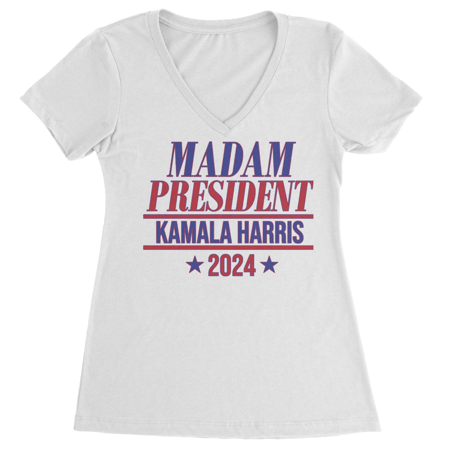 Madam President - Support kamala Harris For President 2024 Ladies V-Neck T-shirt White