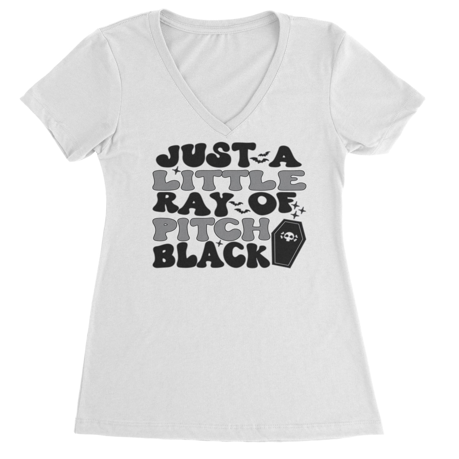 Just A Little Ray of Pitch Black Ladies V-Neck T-shirt Black
