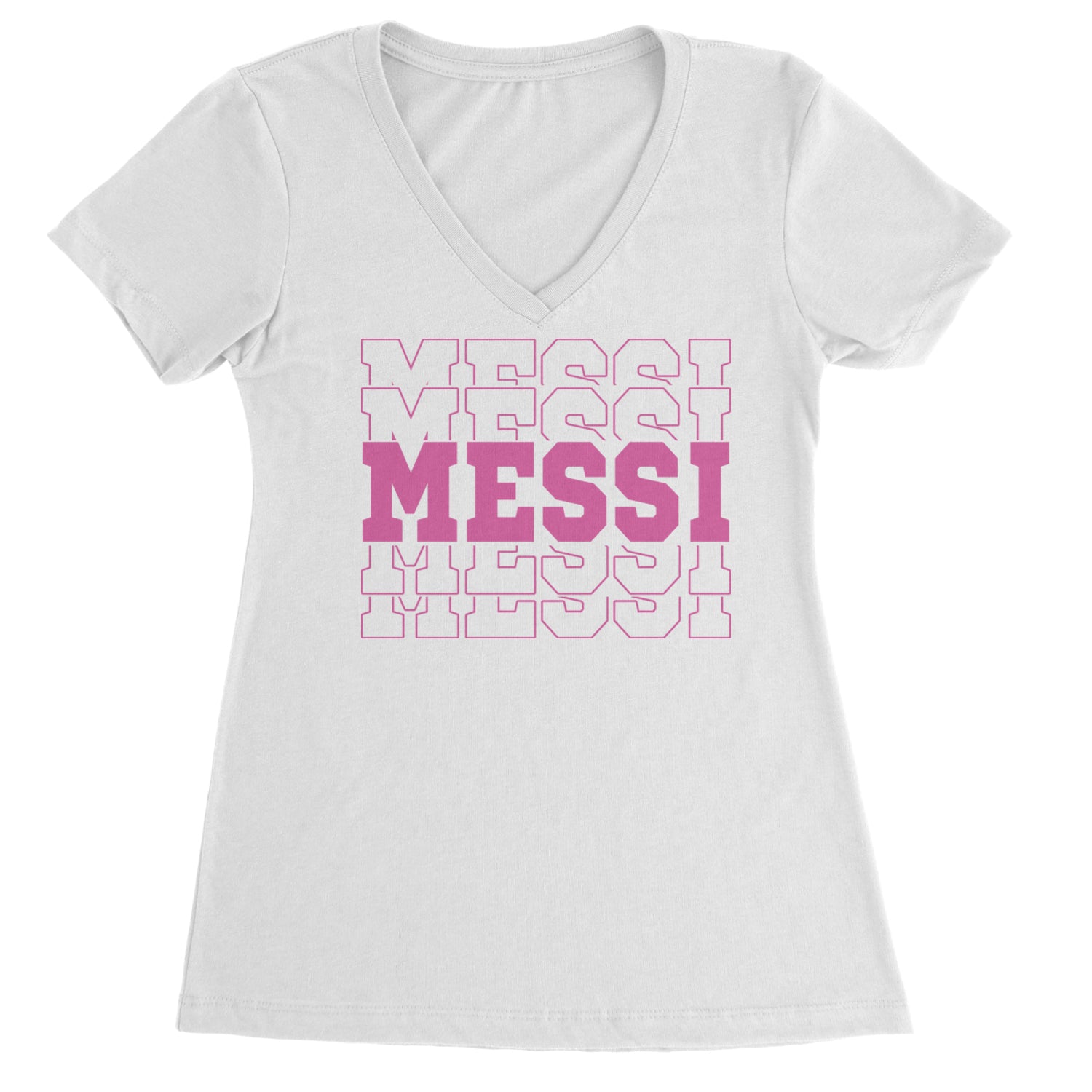 Messi Miami Futbol Ladies V-Neck T-shirt