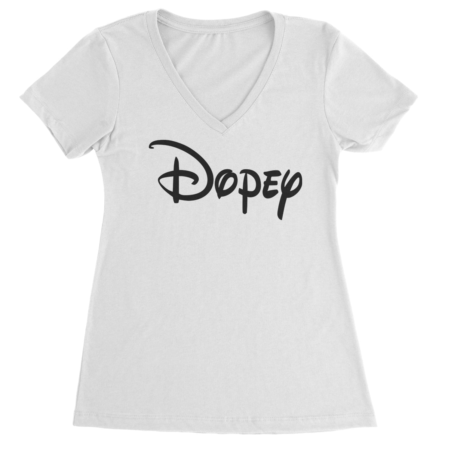 Dopey - 7 Dwarfs Costume Ladies V-Neck T-shirt White