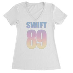 Lover Era Swift 89 Birth Year Music Fan TTPD Ladies V-Neck T-shirt White