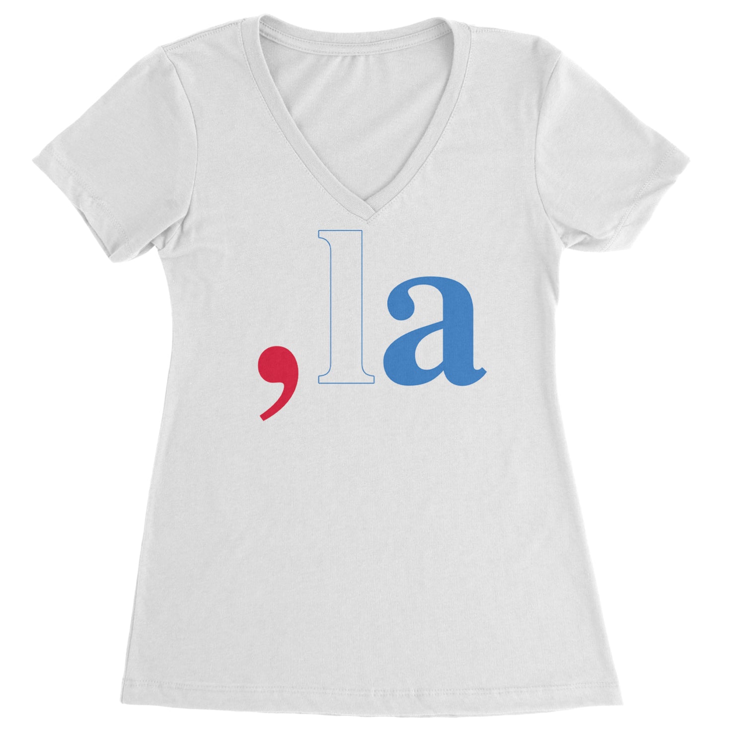 Comma-La - Support Kamala Harris For President 2024 Ladies V-Neck T-shirt White