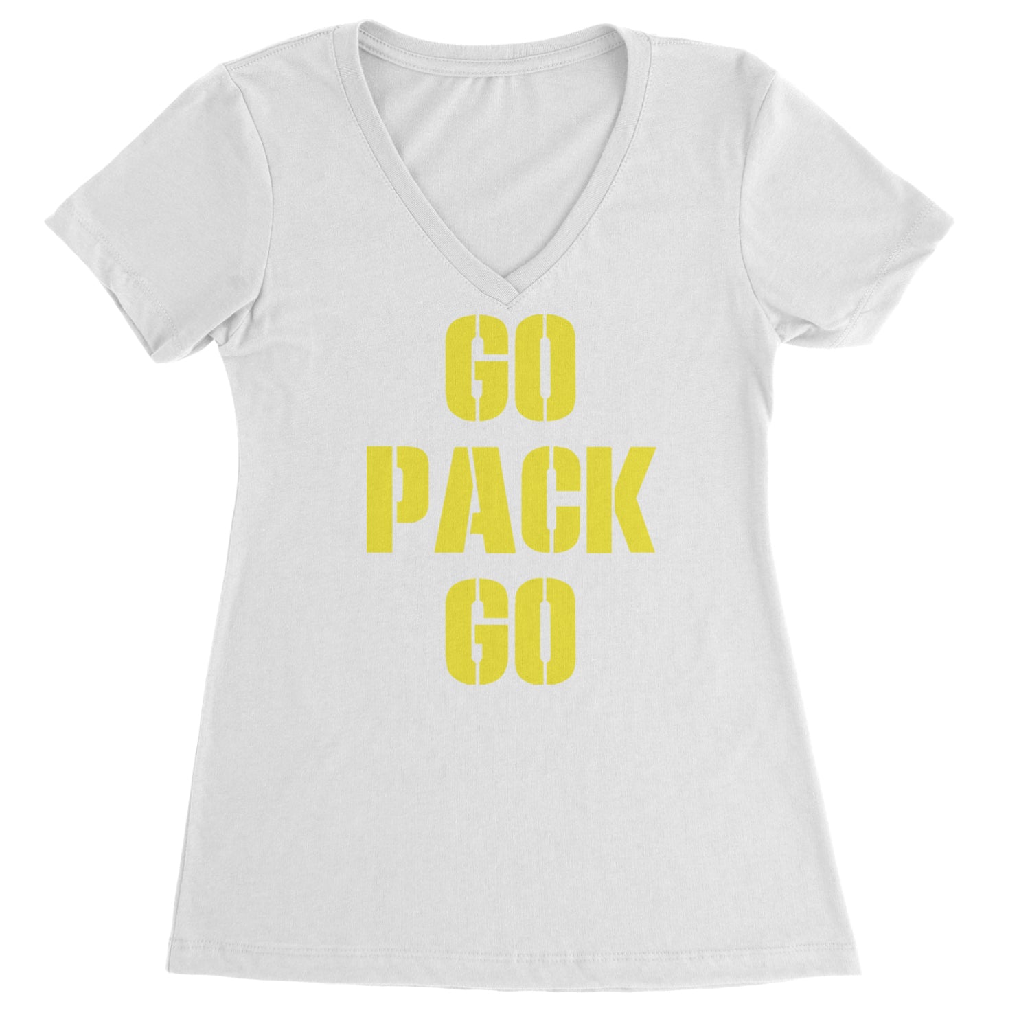 Go Pack Go Green Bay Ladies V-Neck T-shirt Black