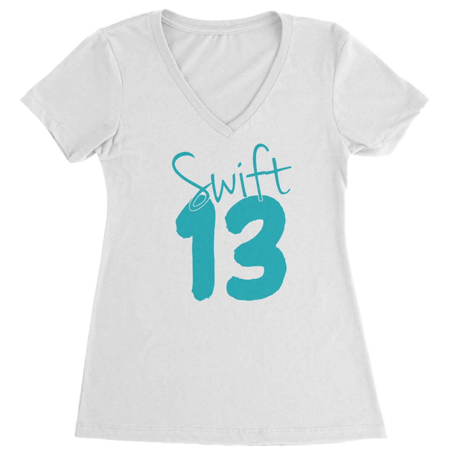 13 Swift 13 Lucky Number Era TTPD Ladies V-Neck T-shirt White