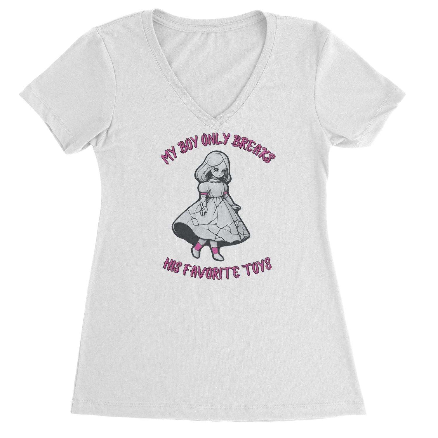 My Boy Only Breaks His Favorite Toys TTPD Music Ladies V-Neck T-shirt White