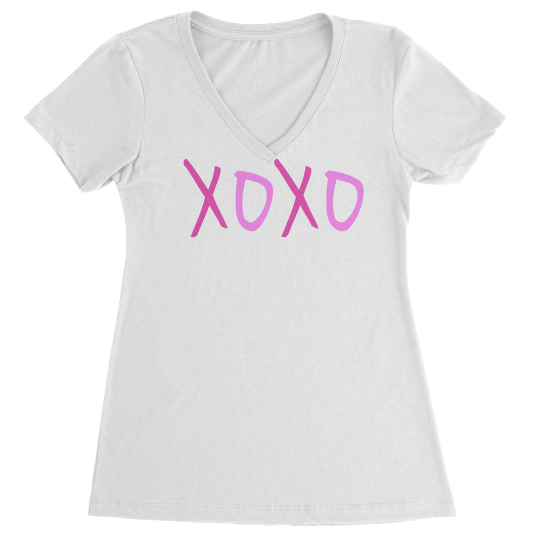 XOXO Pink Print graphic on Women's Lightweight V-Neck T-Shirt