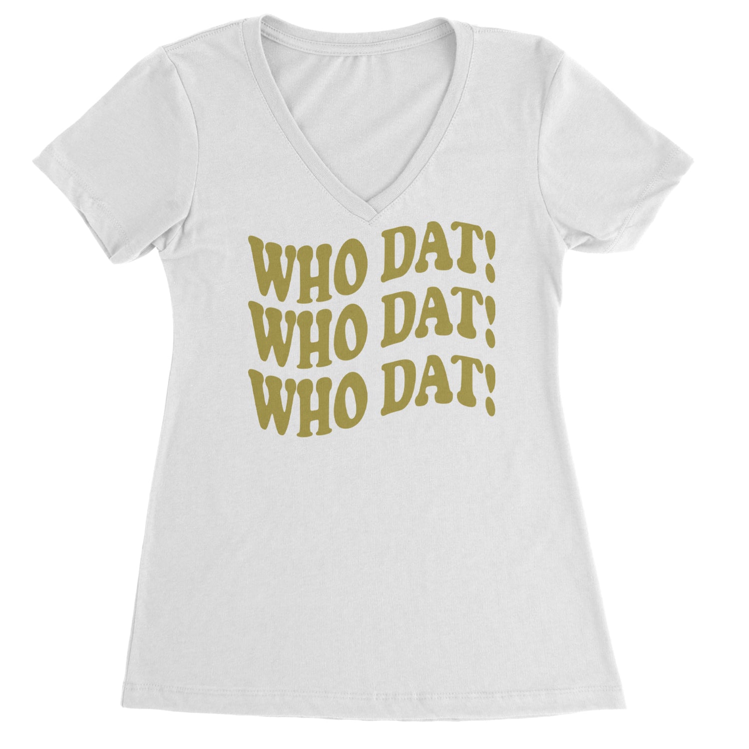 Who Dat Wavy Design Who Dat Nation Ladies V-Neck T-shirt White