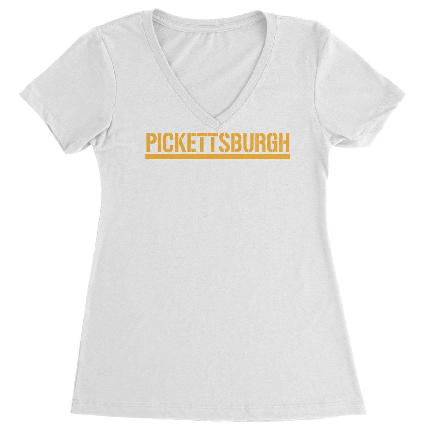 Pickettsburgh Pittsburgh Football Ladies V-Neck T-shirt Black