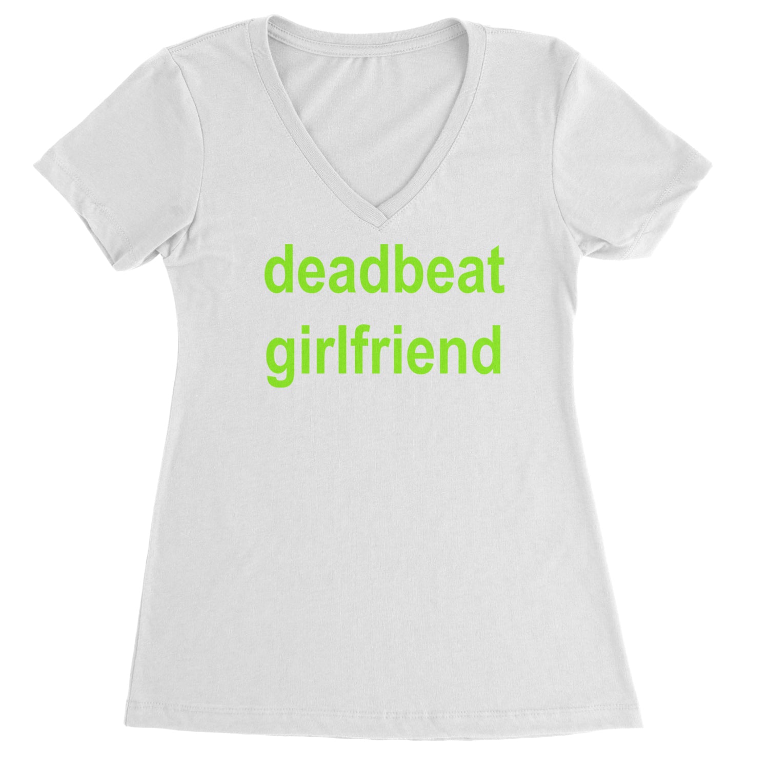 Deadbeat Girlfriend Y2K Slogan Ladies V-Neck T-shirt Black
