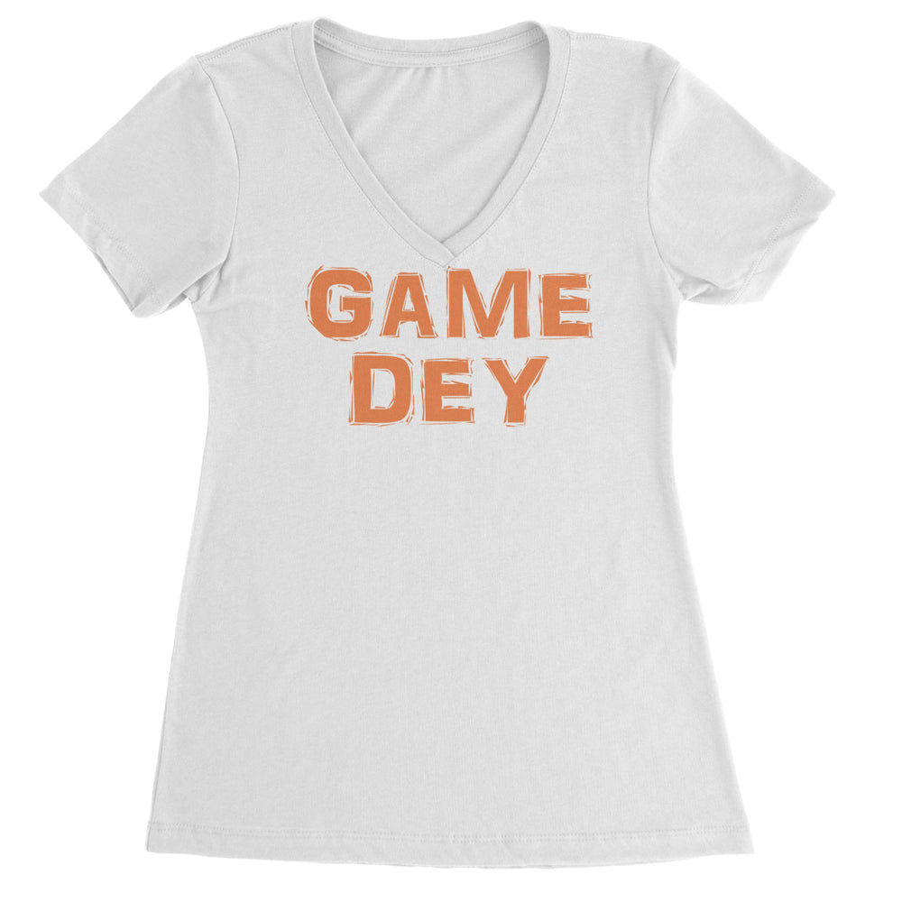 Game Dey Cincinnati Football Ladies V-Neck T-shirt White