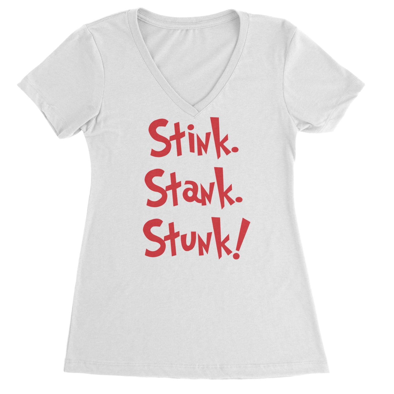 Stink Stank Stunk Gr-nch Ladies V-Neck T-shirt White