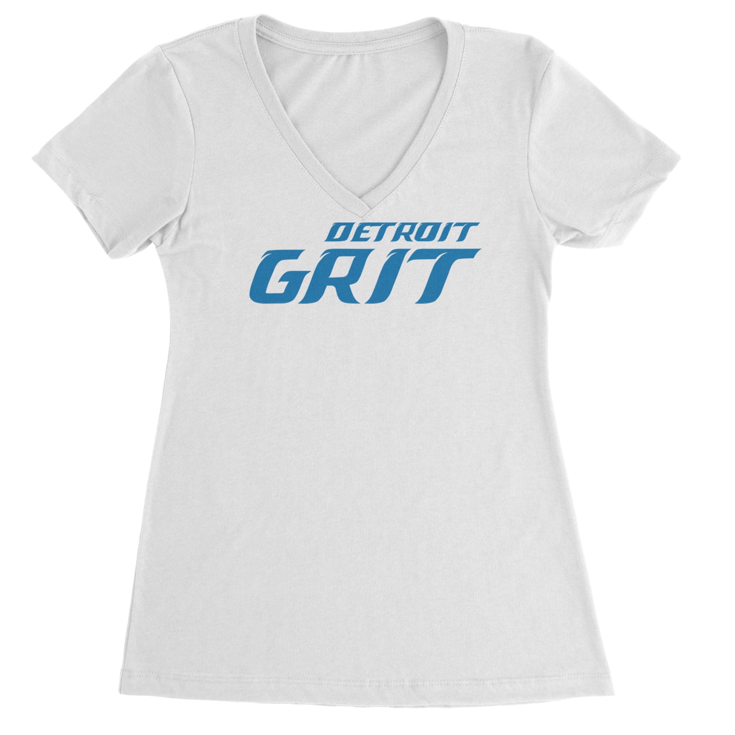 Grit Detroit Football Hard Knocks Ladies V-Neck T-shirt White