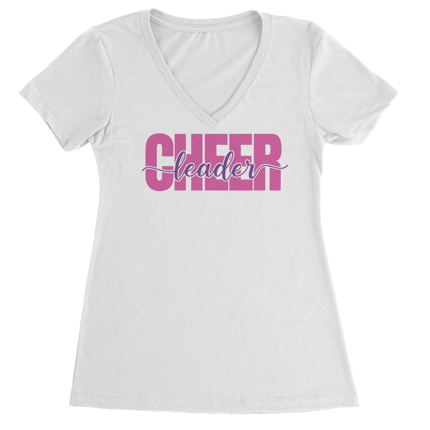 Cheerleader with Scripted Flair Ladies V-Neck T-shirt Black