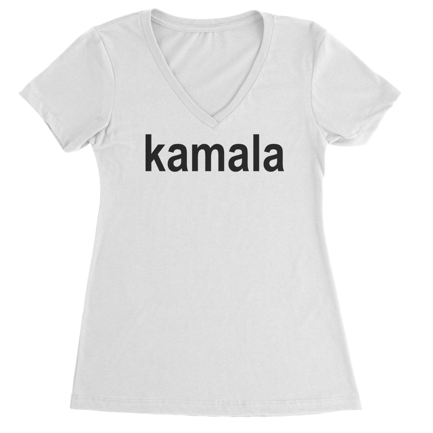 Kamala Black Print Kamala Harris For President Ladies V-Neck T-shirt White