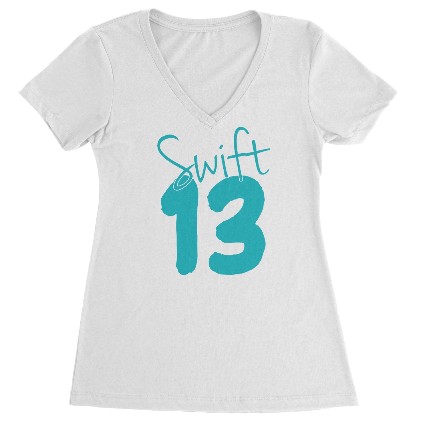 13 Swift 13 Lucky Number Era TTPD Ladies V-Neck T-shirt White