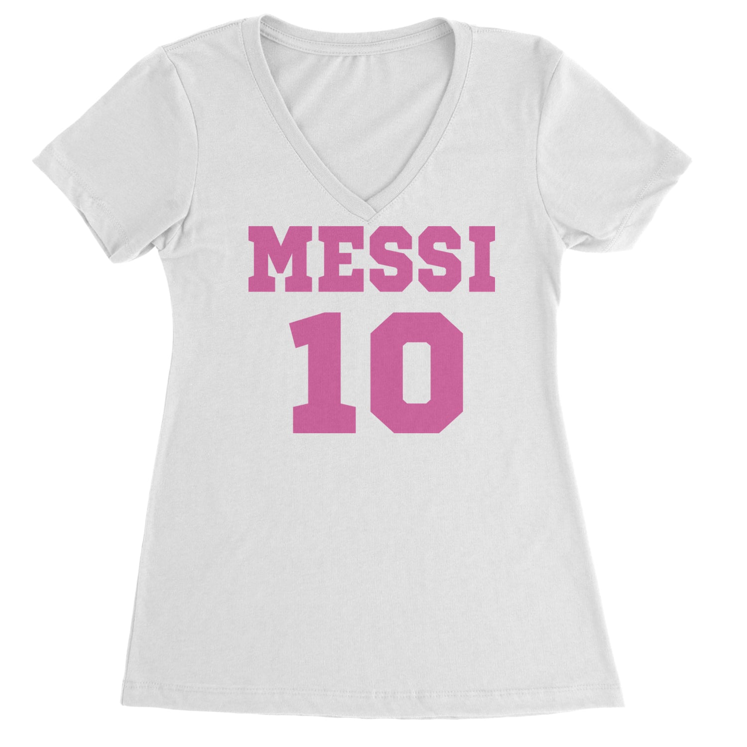 Messi World Soccer Futbol Messiami Ladies V-Neck T-shirt Black