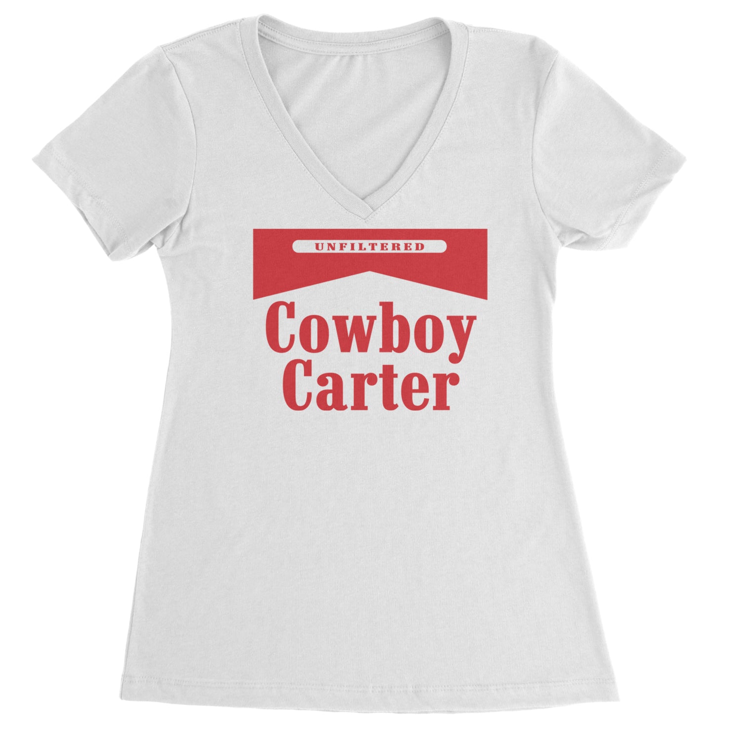 Cowboy Karter Country Act Two Ladies V-Neck T-shirt White