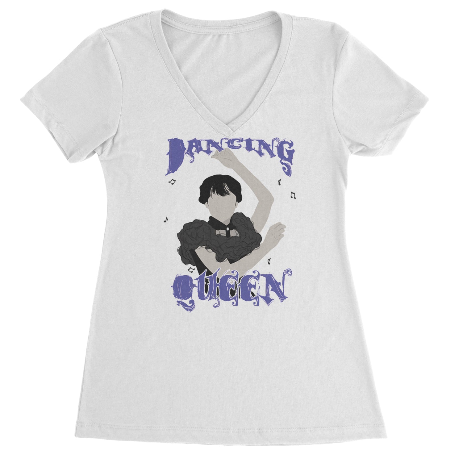 Wednesday Dancing Queen Ladies V-Neck T-shirt Black