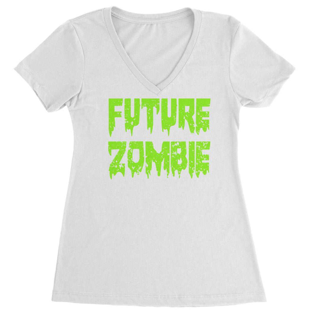 Future Zombie Horror Ladies V-Neck T-shirt White