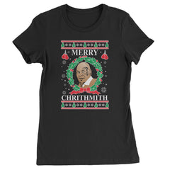 Merry Chrithmith Ugly Christmas  Womens T-shirt Black