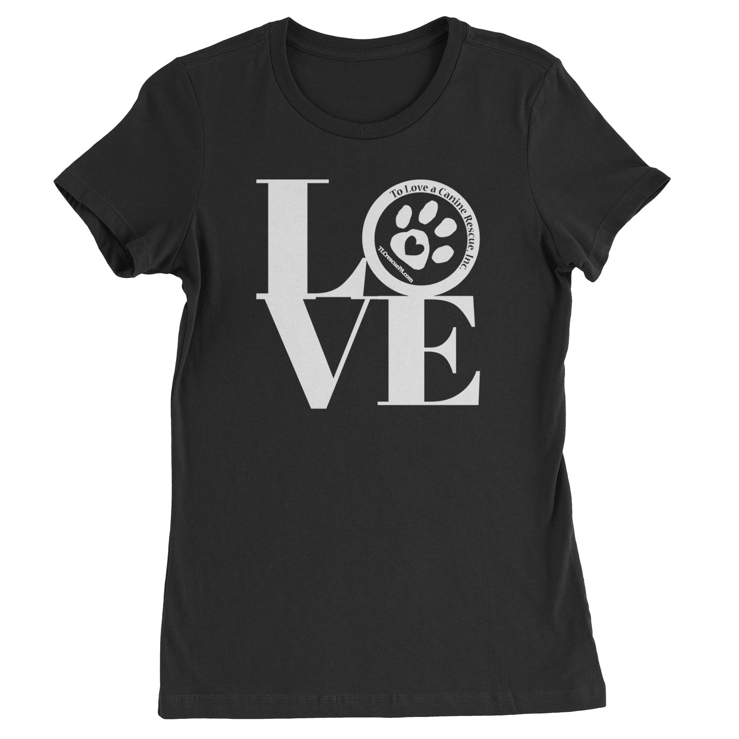 TLC LOVE Dog Rescue Womens T-shirt Black