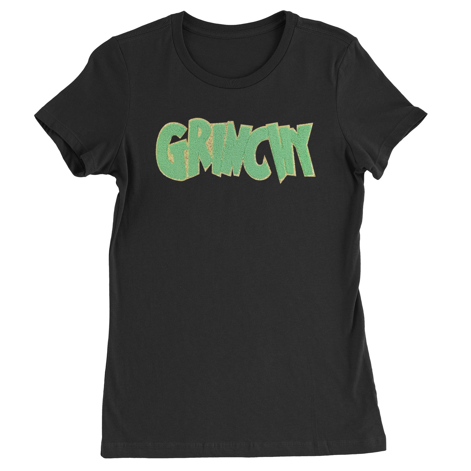 Green Gr-nchy Chenille Patch  Womens T-shirt Black