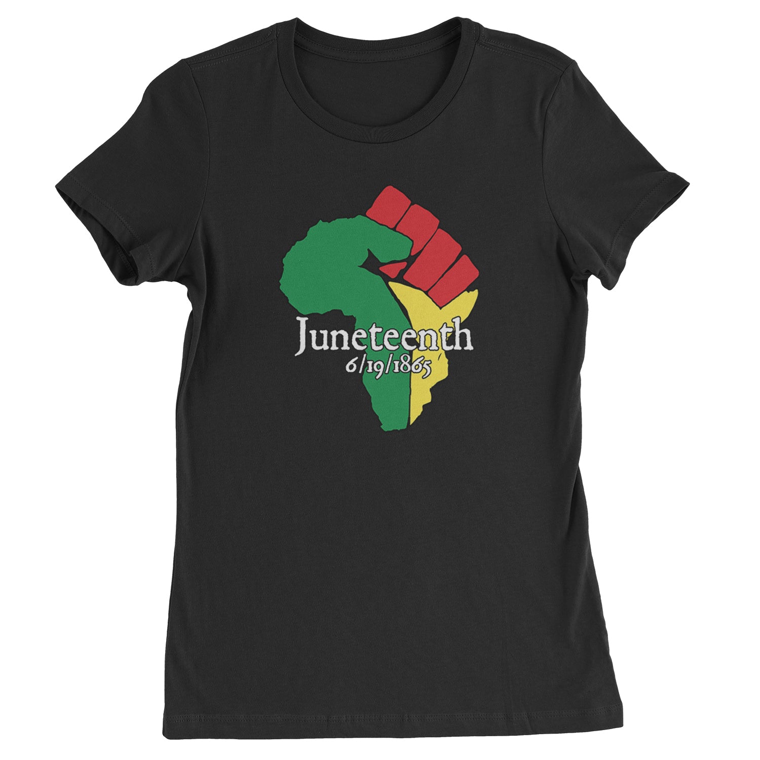 Juneteenth Raised Fist Africa Celebrate Emancipation Day  Womens T-shirt Forest Green