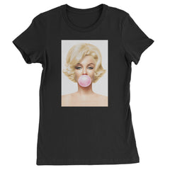 Ms. Monroe Pink Bubble Gum American Icon Womens T-shirt Black