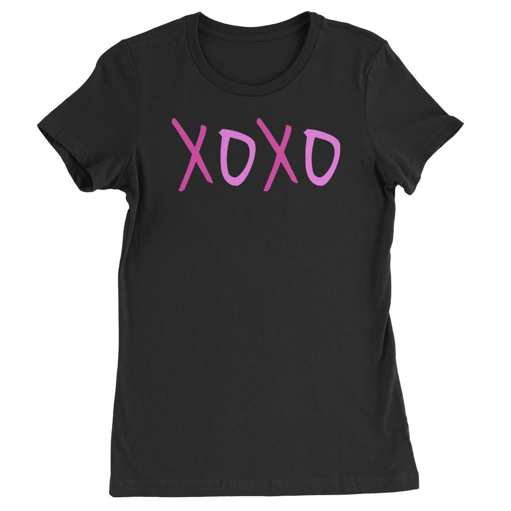 XOXO Pink Print graphic on Women's Heavyweight Cotton T-Shirt in Black