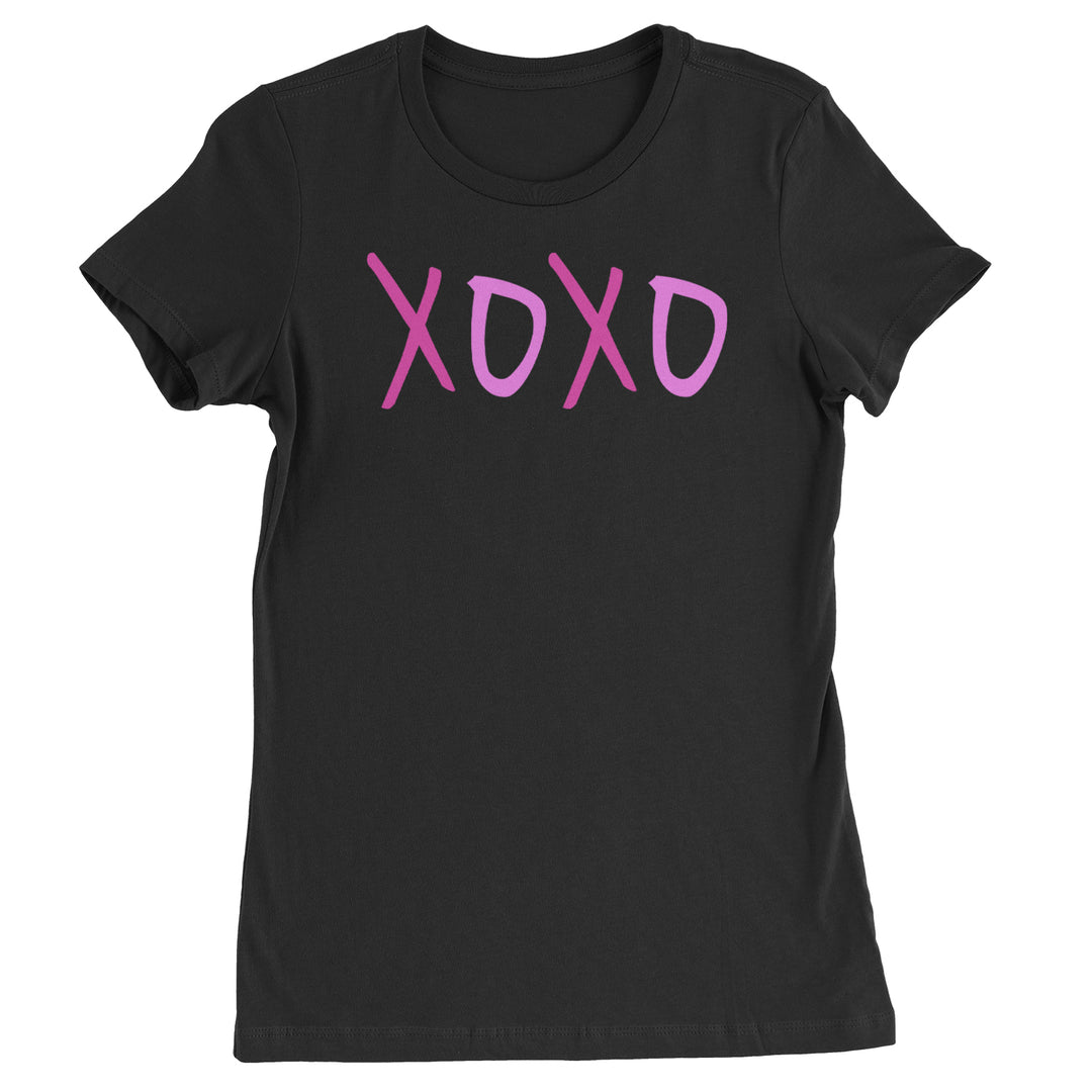 XOXO Pink Print  Womens T-shirt Black