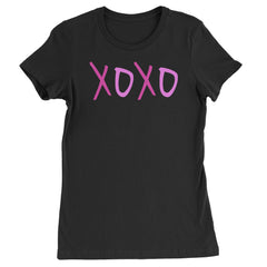 XOXO Pink Print  Womens T-shirt Black