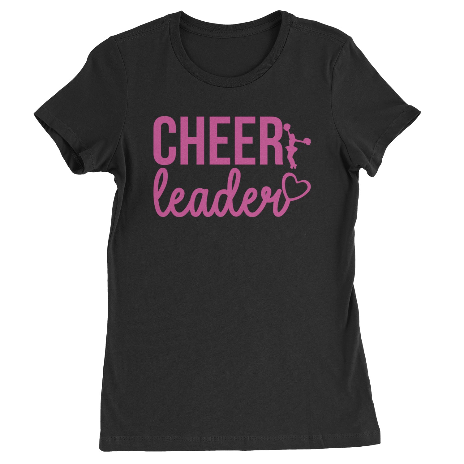 Cheerleader Heart Love Womens T-shirt Black